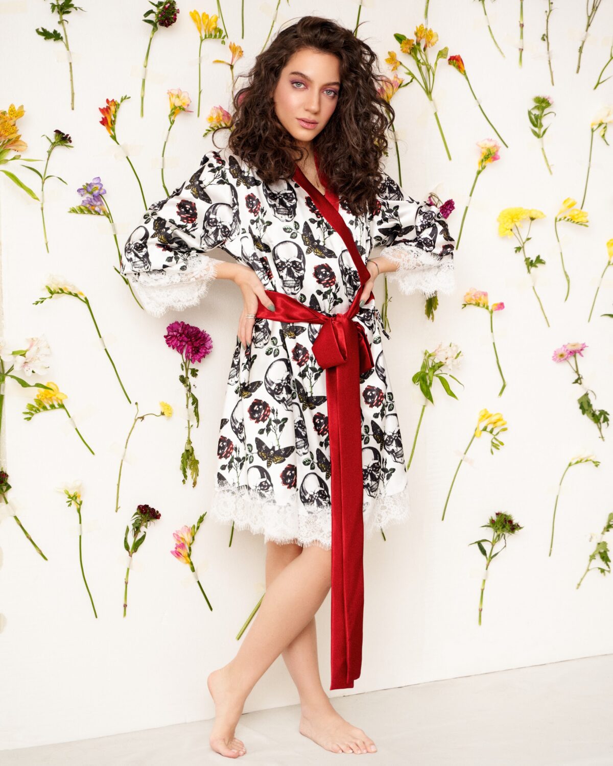 DSC02076 HOBRAT rose&skeleton kimono sleepwear